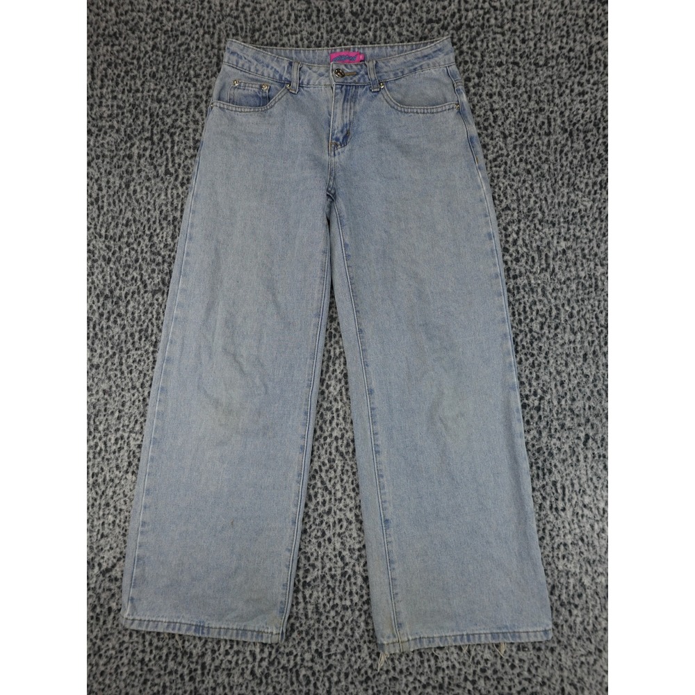 Edikted Wide Leg Jeans Womens XS Light Blue Relaxed High Rise Denim